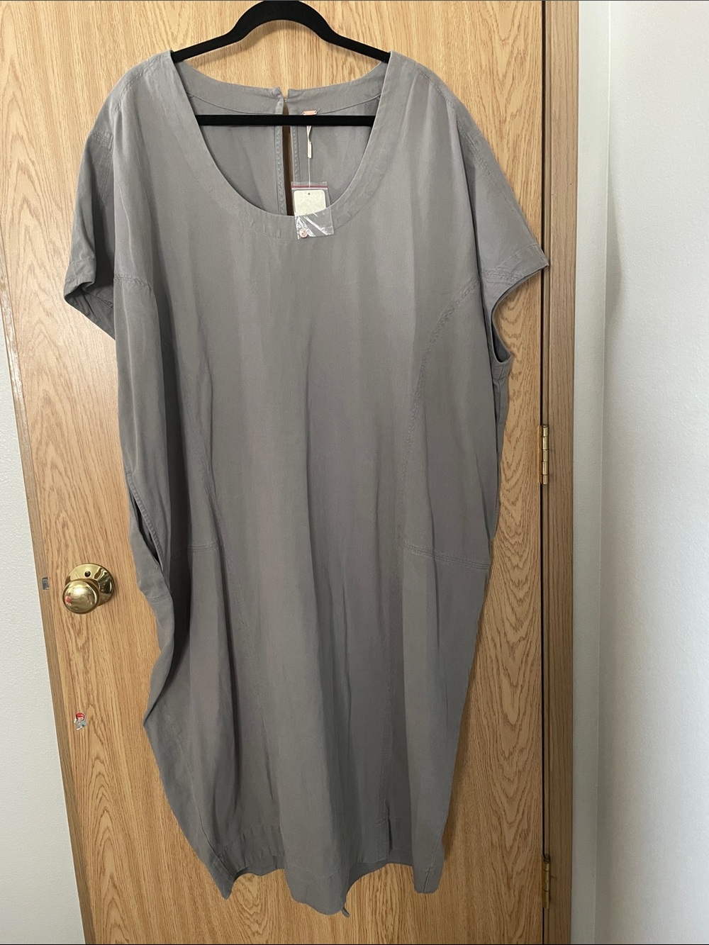 Free People Oversized Scoop-Neck Dress in Light Gray